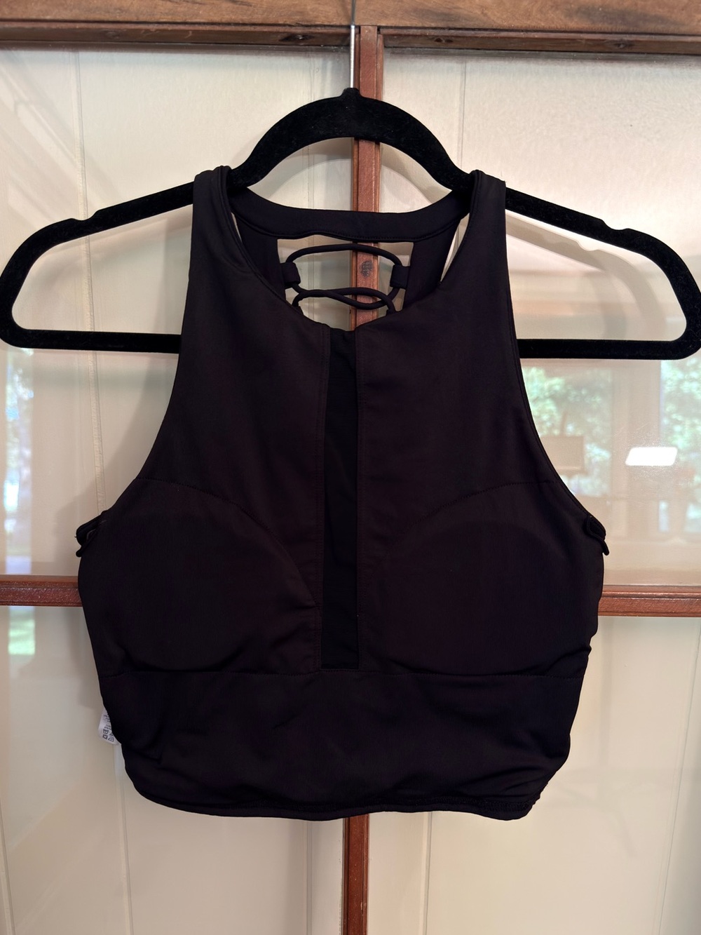 Alo Yoga Black High Neck Lace-Up Back Sports Bra Athleisure Crop Top Size Medium - Picture 6 of 9